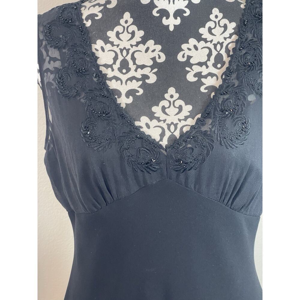 Jones New York Maxi Black Sequence Sleeveless Wedding Evening Maxi Dress Size 10 - Picture 2 of 7